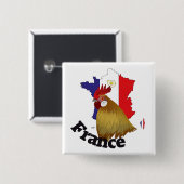 Badge Carré 5 Cm France Button (Devant & derrière)