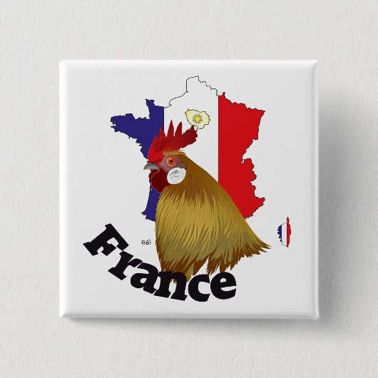 Badge Carré 5 Cm France Button (Devant)