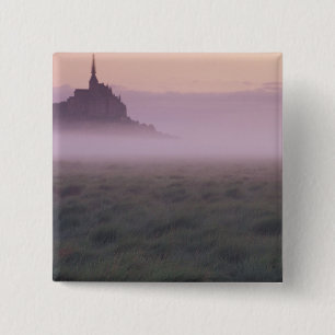 Badge Carré 5 Cm FRANCE, Normandie Mont St. Michel. Brume matinale