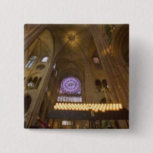 Badge Carré 5 Cm France, Paris. Intérieur de la cathédrale Notre-Da