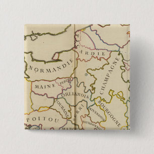 Badge Carré 5 Cm France, provinces et frontières