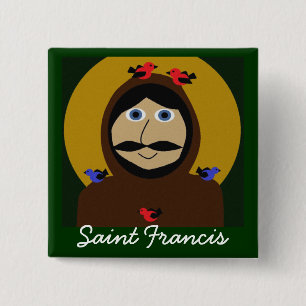 Badge Carré 5 Cm Francis et les oiseaux