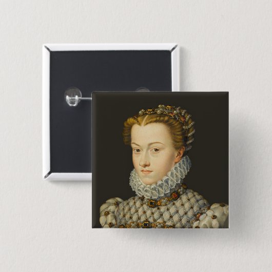 Badge Carré 5 Cm Francois Clouet - Elisabeth d'Autriche (Devant & derrière)