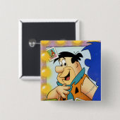 Badge Carré 5 Cm Fred Flintstone Regardez En Miroir (Devant & derrière)
