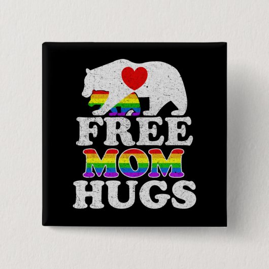 Badge Carré 5 Cm Free Mom Hugs LGBT Pride Mama Bear (Devant)