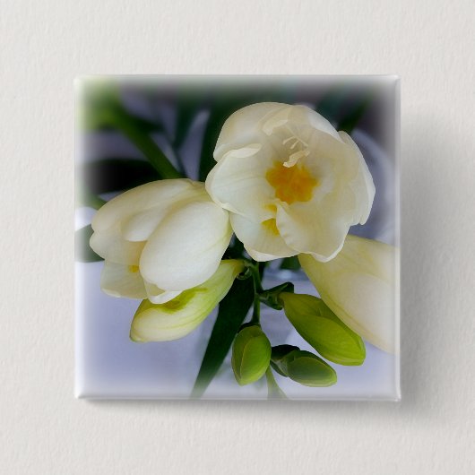 Badge Carré 5 Cm frénésie jaune blanc (Devant)