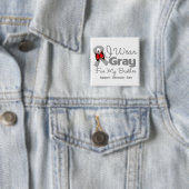 Badge Carré 5 Cm Frère - Sensibilisation au ruban gris (En situation)