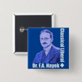 Badge Carré 5 Cm Friedrich August von Hayek (Devant & derrière)