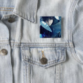 Badge Carré 5 Cm FRODO™ avec épée (En situation)