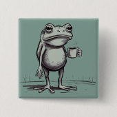 Badge Carré 5 Cm Frog Drinking Coffee Meme Mystical Toad Frog Lover (Devant)