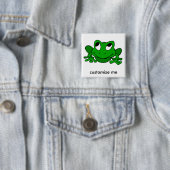 Badge Carré 5 Cm Froggie vert mignon (En situation)