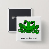 Badge Carré 5 Cm Froggie vert mignon (Devant & derrière)
