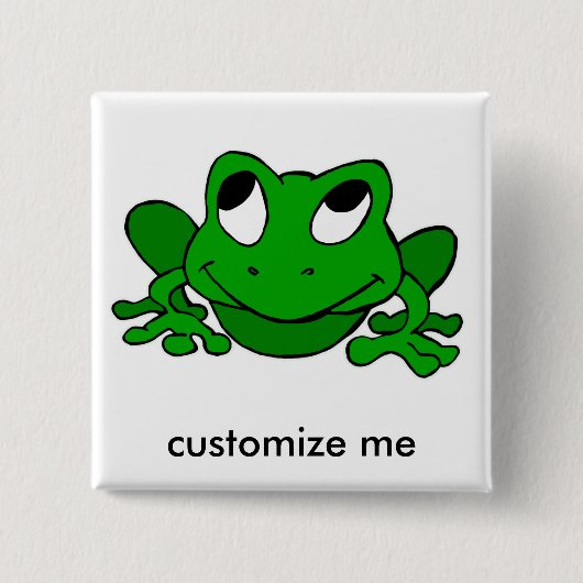 Badge Carré 5 Cm Froggie vert mignon (Devant)