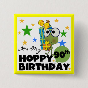 Badge Carré 5 Cm Froggy Hoppy 90e anniversaire