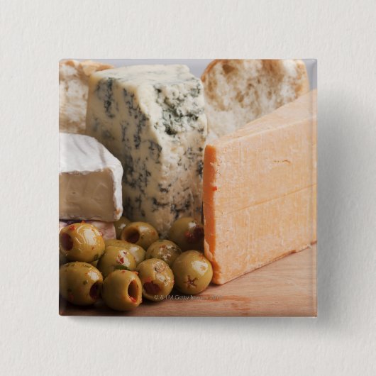Badge Carré 5 Cm fromage et olives (Devant)
