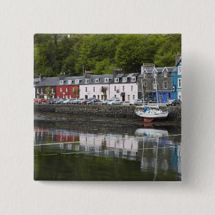 Badge Carré 5 Cm Front de mer, Tobermory, île de Mull, Écosse, 2