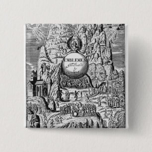 Badge Carré 5 Cm Frontispice aux "emblèmes" de George Wither, 1635