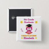 Badge Carré 5 Cm Fuchsia et Gold 5e année (Devant & derrière)