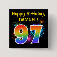 Fun Fireworks + Rainbow Motif "97" Anniversaire #