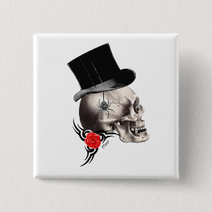 Badge Carré 5 Cm Fun Gothic skull tattoo style