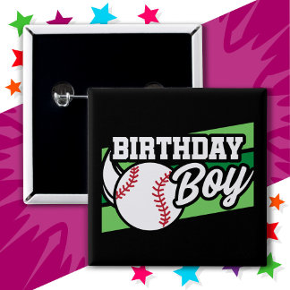 Badge Carré 5 Cm Fun Kids Baseball Party Home Run Birthday Boy