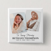 Badge Carré 5 Cm Funérailles 2 Photo Hommage commémoratif (Devant)