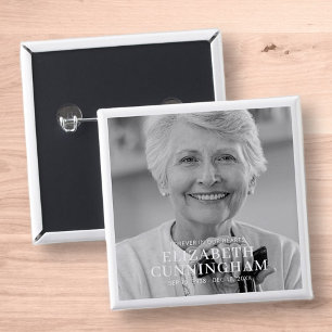 Badge Carré 5 Cm Funéraire Classique commémoratif simple photo