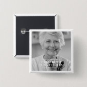 Badge Carré 5 Cm Funéraire Classique commémoratif simple photo (Devant & derrière)