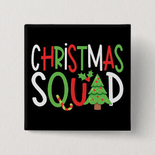 Badge Carré 5 Cm Funny Christmas Squad Famille Vacances