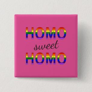 Badge Carré 5 Cm Funny Gay Homo Doux Homo Arc-en-ciel Couleurs