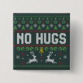 Badge Carré 5 Cm Funny Introvert No Hugs Ugly Christmas Sweat (Devant)
