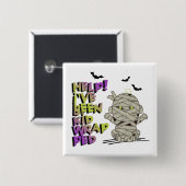 Badge Carré 5 Cm Funny Kidwrapped maman bébé vert ID683 (Devant & derrière)