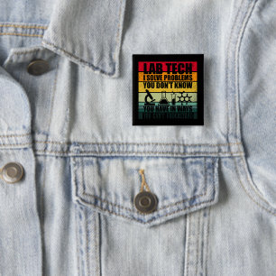 Badge Carré 5 Cm Funny lab tech cite laboratoire technicien humour
