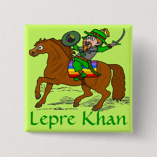 Badge Carré 5 Cm Funny Lepre Khan St Patrick's Day