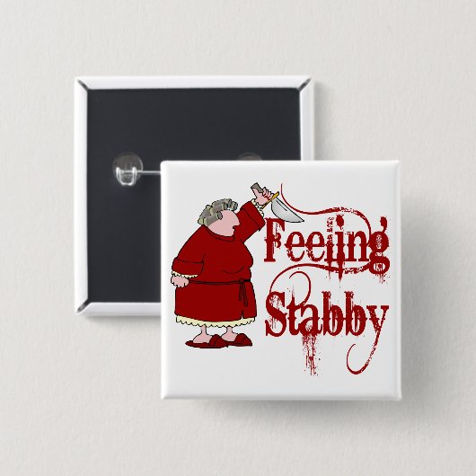 Badge Carré 5 Cm Funny PMS Stabby (Devant & derrière)