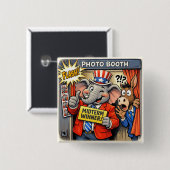 Badge Carré 5 Cm Funny Republican Elephant Mid-Term Election Button (Devant & derrière)