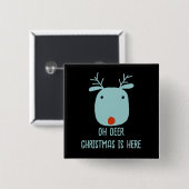 Badge Carré 5 Cm Funny Rudolph le Noël des rennes à nez rouge (Devant & derrière)