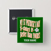 Badge Carré 5 Cm Funny St patrick jour (Devant & derrière)