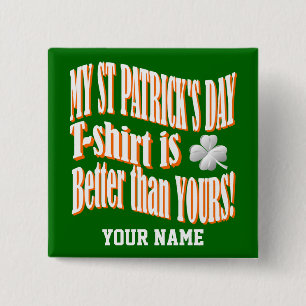 Badge Carré 5 Cm Funny St patrick jour