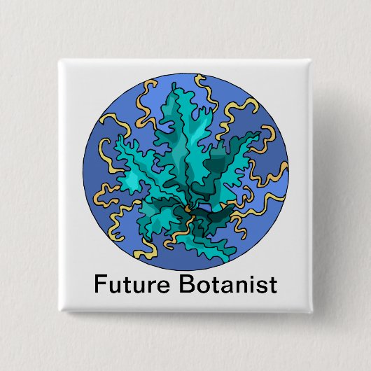 Badge Carré 5 Cm Futur botaniste plante Turquoise (Devant)