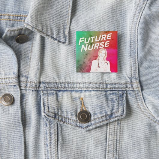 Badge Carré 5 Cm Future infirmière (En situation)