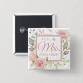 Badge Carré 5 Cm Future Mme | Fiançailles | Roses Fardées (Devant & derrière)