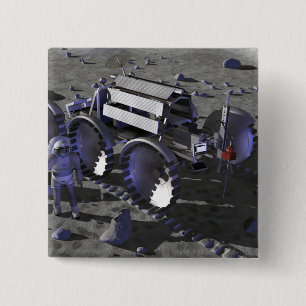 Badge Carré 5 Cm Futures missions 10 d'exploration d'espace