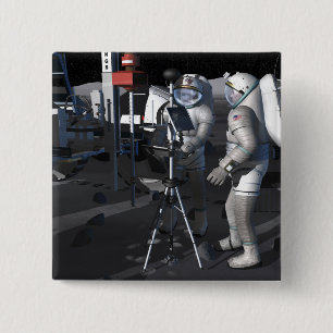 Badge Carré 5 Cm Futures missions 5 d'exploration d'espace