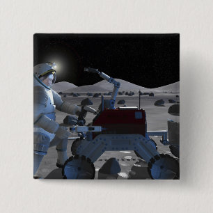 Badge Carré 5 Cm Futures missions 7 d'exploration d'espace