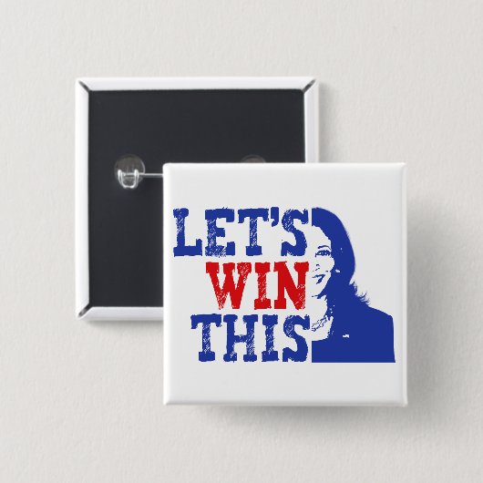 Badge Carré 5 Cm Gagnons ce Kamala Harris 2024 Grunge (Devant & derrière)