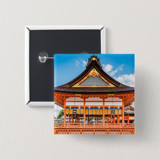 Badge Carré 5 Cm Gai-Haiden, temple Fushimi Inari-Taisha, Kyoto #2 (Devant & derrière)