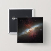 Badge Carré 5 Cm Galaxie Starburst, Messier 82 (Devant & derrière)