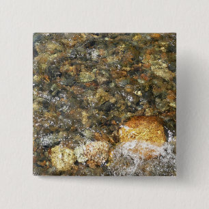 Badge Carré 5 Cm Galets brun et gris usés par la rivière, Abstrait