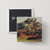 Badge Carré 5 Cm Galoper de quatre jockeys (Devant & derrière)